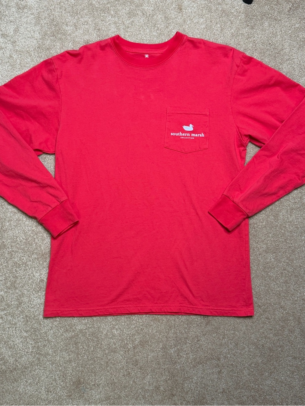 Southern Marsh Long Sleeve Pocket Tee in Bright Red
